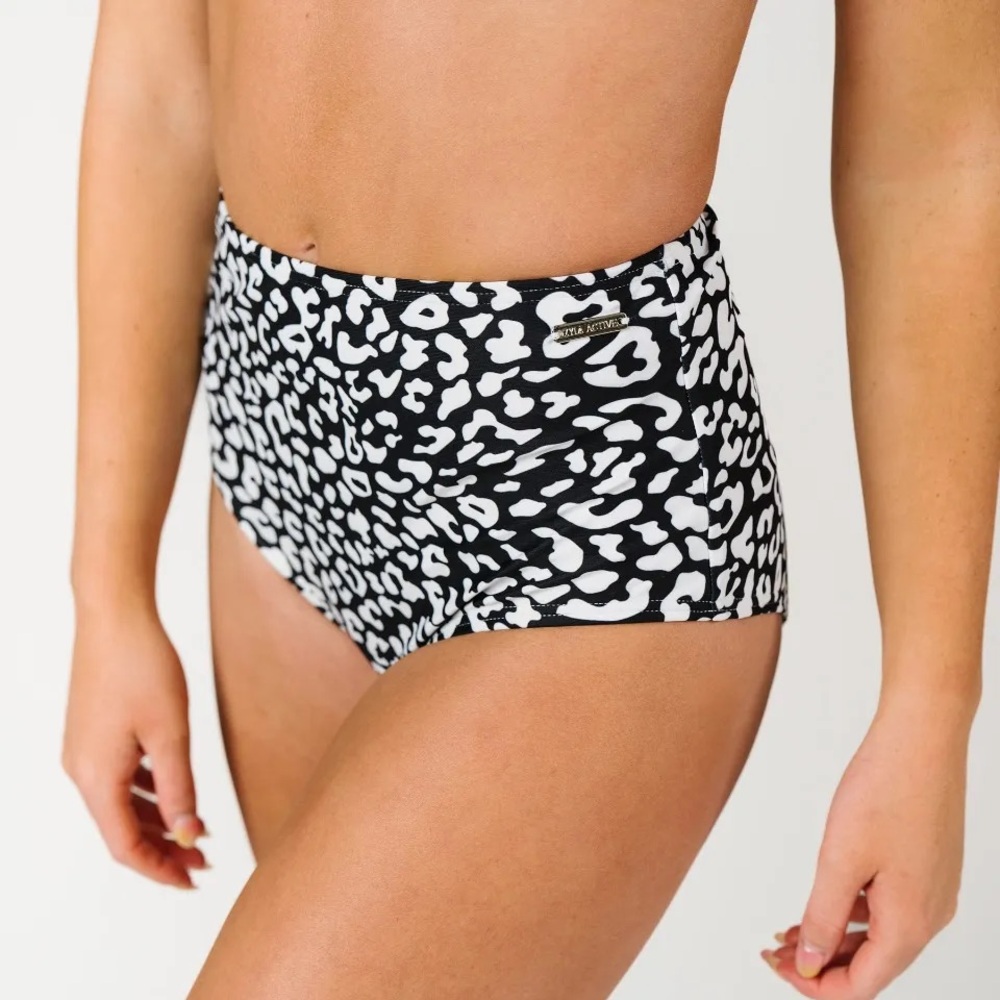 ZYIA Black and White Animal Print Bikini Bottoms